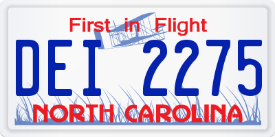 NC license plate DEI2275