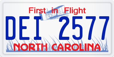 NC license plate DEI2577