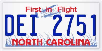 NC license plate DEI2751