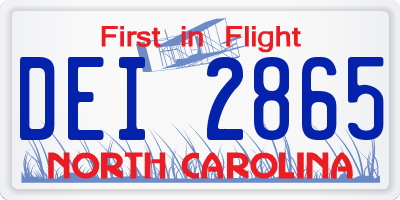 NC license plate DEI2865
