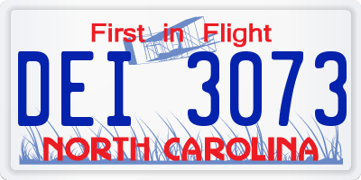 NC license plate DEI3073