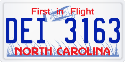 NC license plate DEI3163