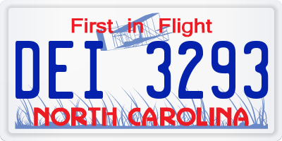 NC license plate DEI3293
