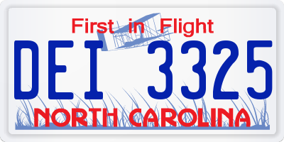 NC license plate DEI3325
