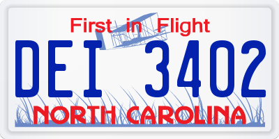 NC license plate DEI3402