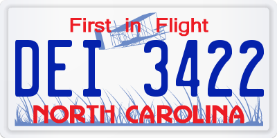 NC license plate DEI3422