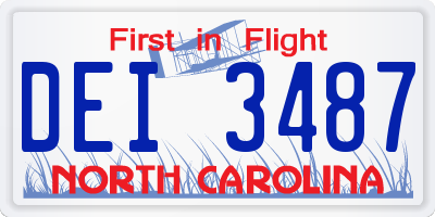 NC license plate DEI3487