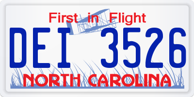 NC license plate DEI3526