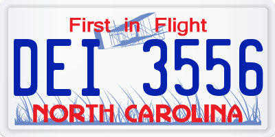 NC license plate DEI3556