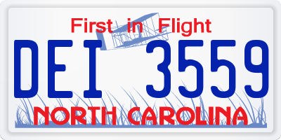NC license plate DEI3559