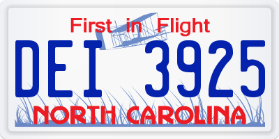 NC license plate DEI3925