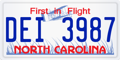 NC license plate DEI3987
