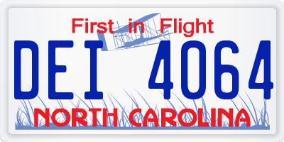 NC license plate DEI4064