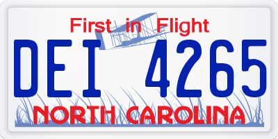 NC license plate DEI4265