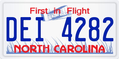 NC license plate DEI4282