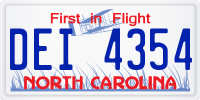 NC license plate DEI4354