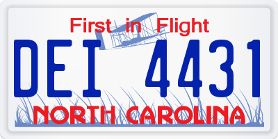 NC license plate DEI4431
