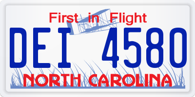 NC license plate DEI4580