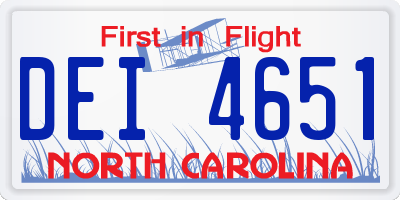 NC license plate DEI4651