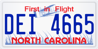 NC license plate DEI4665