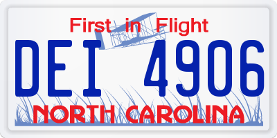 NC license plate DEI4906