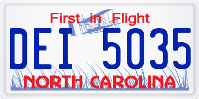 NC license plate DEI5035