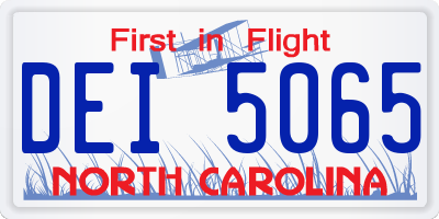 NC license plate DEI5065