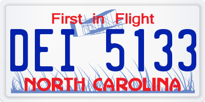 NC license plate DEI5133