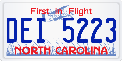 NC license plate DEI5223