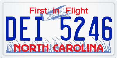 NC license plate DEI5246