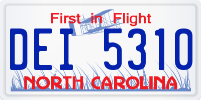 NC license plate DEI5310