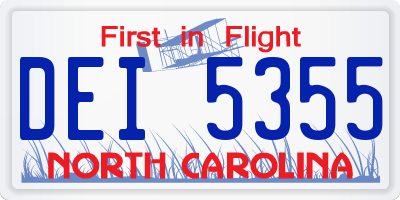 NC license plate DEI5355