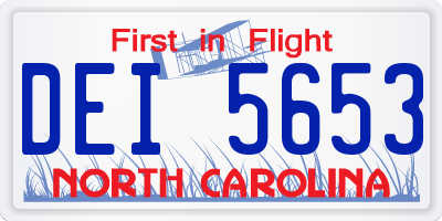 NC license plate DEI5653