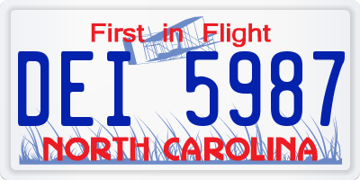 NC license plate DEI5987
