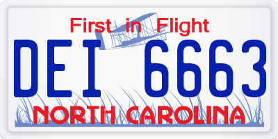 NC license plate DEI6663