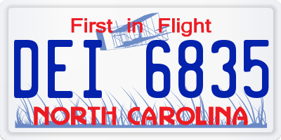 NC license plate DEI6835