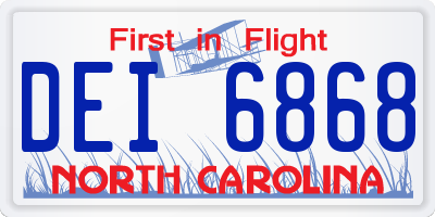 NC license plate DEI6868