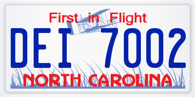 NC license plate DEI7002