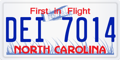 NC license plate DEI7014