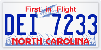 NC license plate DEI7233