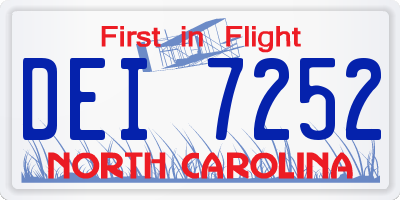 NC license plate DEI7252