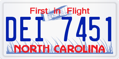 NC license plate DEI7451