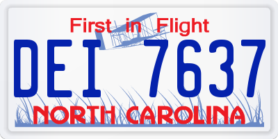 NC license plate DEI7637