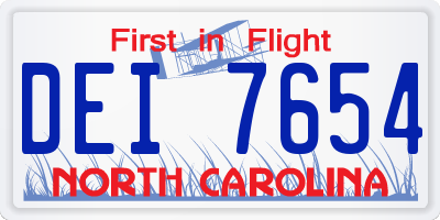 NC license plate DEI7654