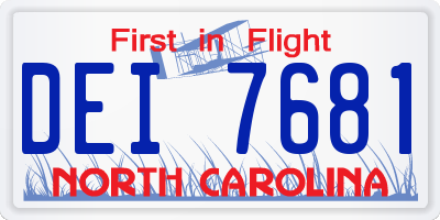 NC license plate DEI7681