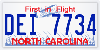 NC license plate DEI7734