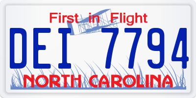 NC license plate DEI7794