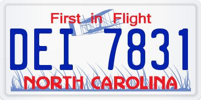 NC license plate DEI7831
