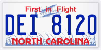 NC license plate DEI8120