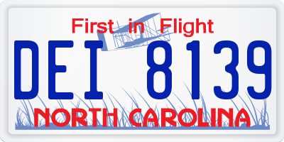 NC license plate DEI8139